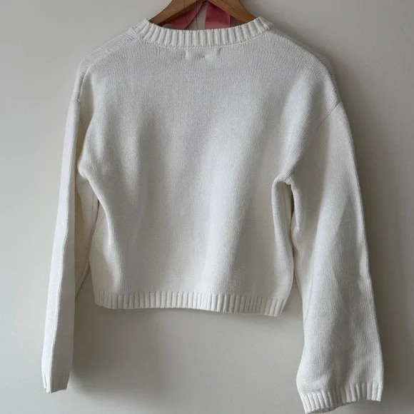 moon & madison Cream Sweater with Pink Bow Accent - Picture 4 of 4